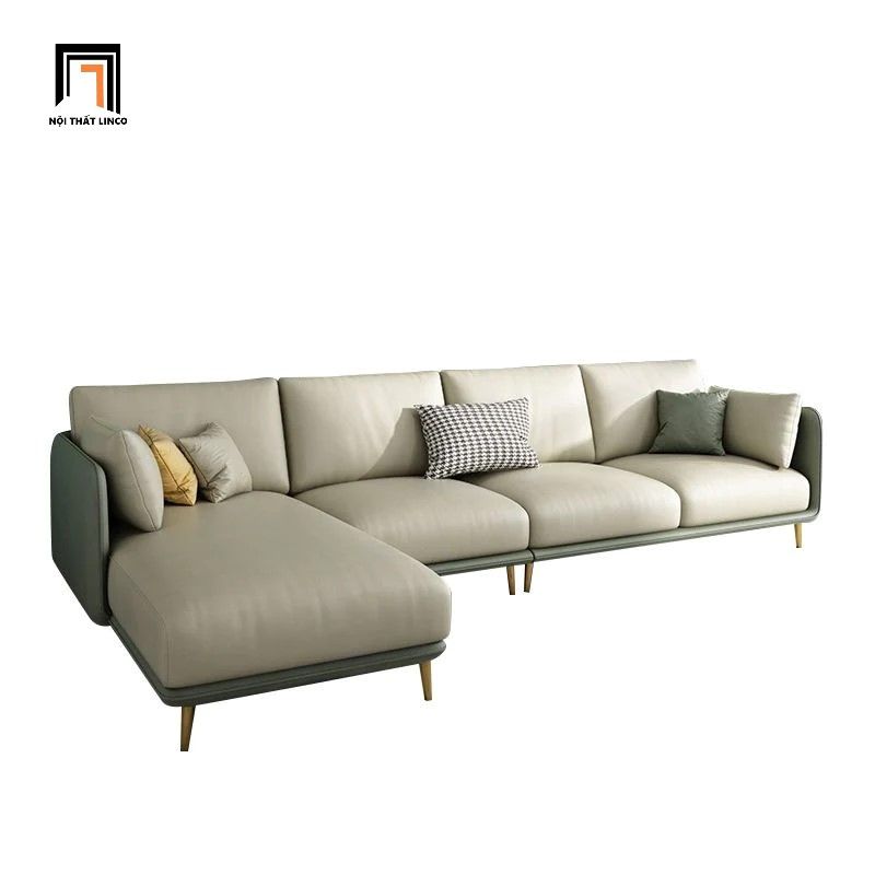  Bộ ghế sofa góc L sang trọng GT169 Cornuda 3m x 1m6 bọc da giả 