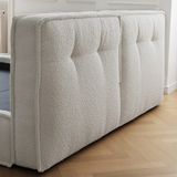  Giường ngủ vải lông cừu GN33 Darcy màu trắng kem xinh xắn 
