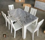  Set bàn ăn mặt đá chữ nhật GF13-BAD6-G300-B354 6 ghế trắng 