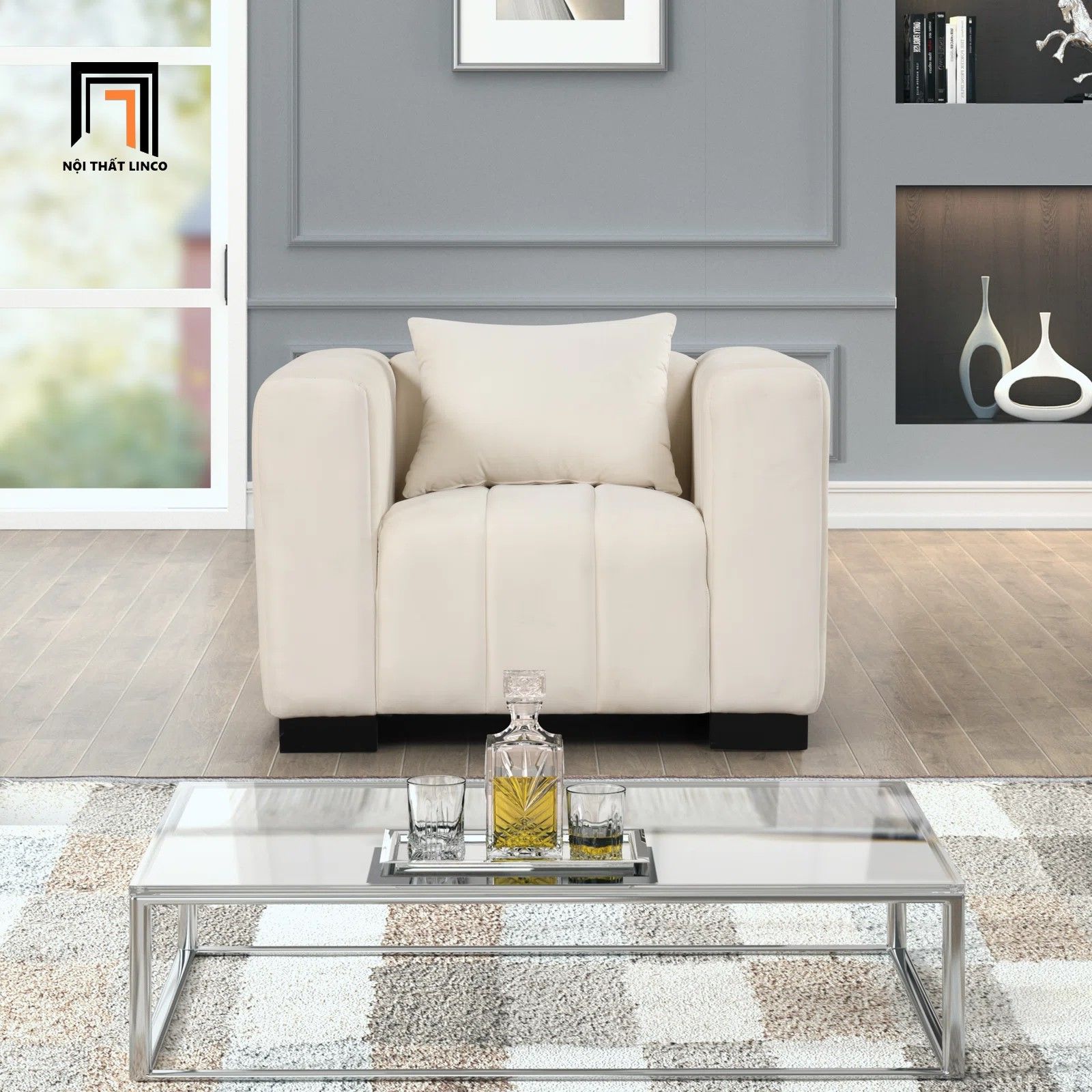  Bộ ghế sofa phòng khách hiện đại KT121 Peggy vải nỉ xinh xắn 