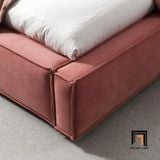  Giường ngủ hiện đại GN39 Ellia màu hồng đậm vải nhung nỉ 