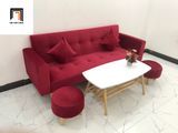  Bộ ghế sofa giường đa năng 2m màu đỏ vải nhung giá rẻ 