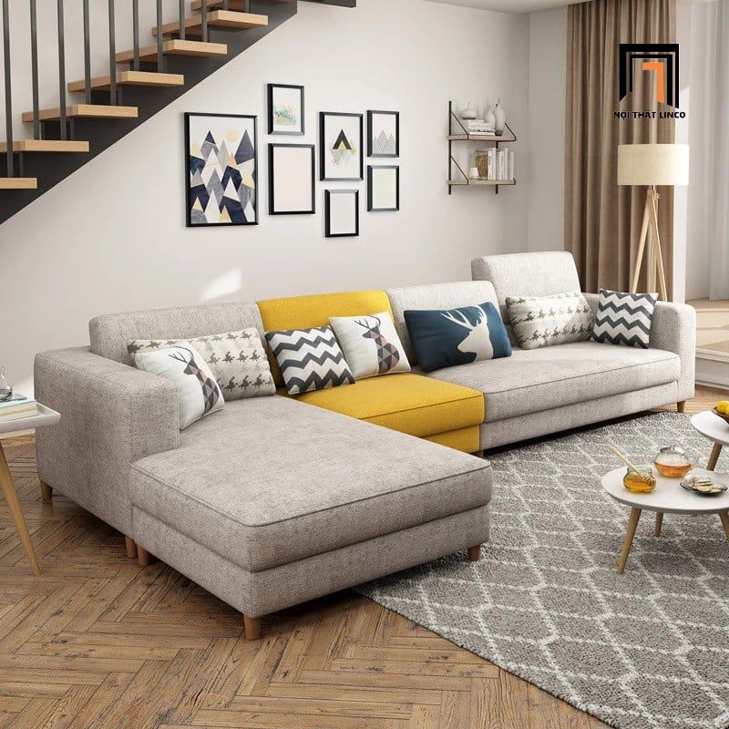  Bộ ghế sofa góc L 3m x 1m6 GT161 Charles phòng khách hiện đại 