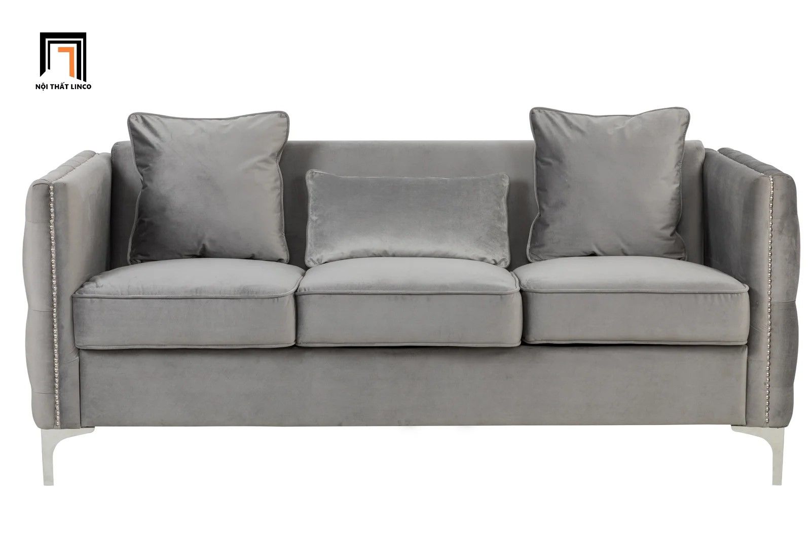  Bộ ghế sofa giật nút sang trọng KT122 Essex vải nhung xám trắng 