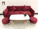  Ghế sofa văng dài 1m9 màu đỏ đô vải nhung cho không gian nhỏ 