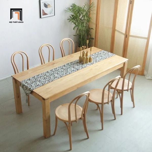  Bộ bàn ăn gỗ cao cấp 28-KH6-G55-B108 6 ghế gỗ ash đẹp 