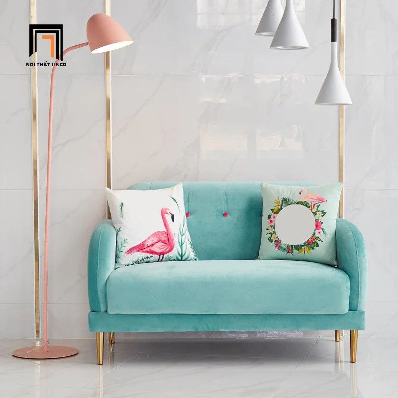  Ghế sofa văng vải nhung xanh lá BT283 Mariene 1m8 cho shop tiệm 