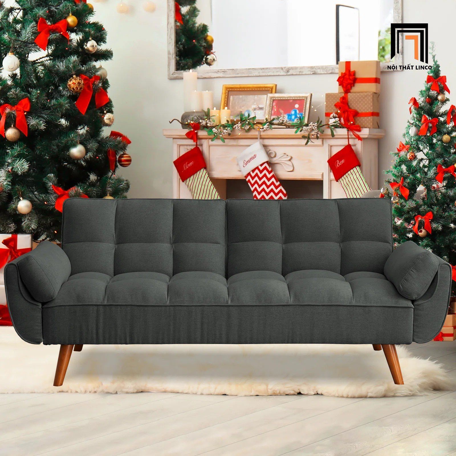  Ghế sofa băng giường nằm xinh xắn GB74 Kazal dài 2m vải nỉ 