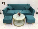  Bộ ghế sofa băng nhỏ gọn NS05 dài 1m9 màu xanh lá vải nhung 