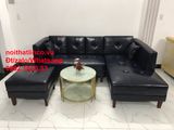  Mẫu sofa góc giả da cao cấp HCM | Ghế salon góc L simili xanh đen sang trong | Nội thất linco Sài Gòn 