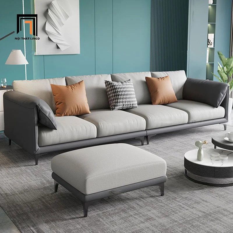  Bộ ghế sofa văn phòng da giả KT112 Lesca phối màu xám đẹp 