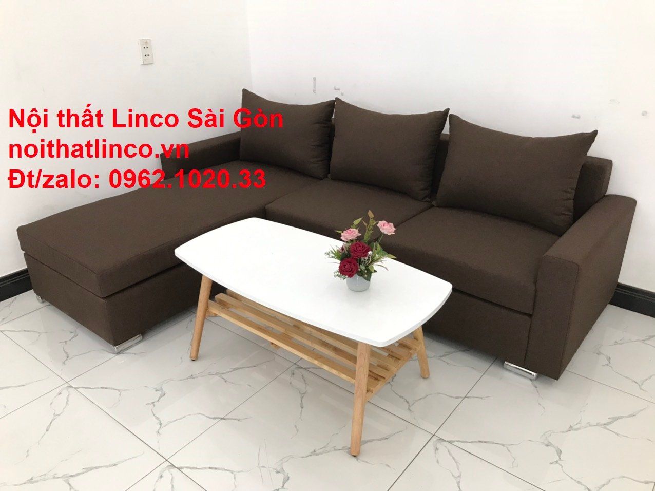  Bộ ghế sofa góc giá rẻ salon góc L Nâu cafe đen đậm sopha phòng khách đẹp hiện đại Nội thất Linco Tphcm Sài Gòn 