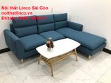  Bộ Sofa Góc chữ L | So pha vải bố xanh dương giá rẻ đẹp phòng khách | Nội thất Linco Sài Gòn 