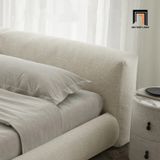  Giường ngủ bọc nệm GN48 Amos màu xám trắng vải nỉ bố 