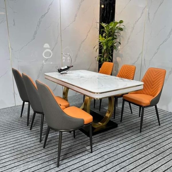  Bàn ghế ăn lớn cho phòng bếp 8-BAD6-G31-B5B đá ceramic đẹp 