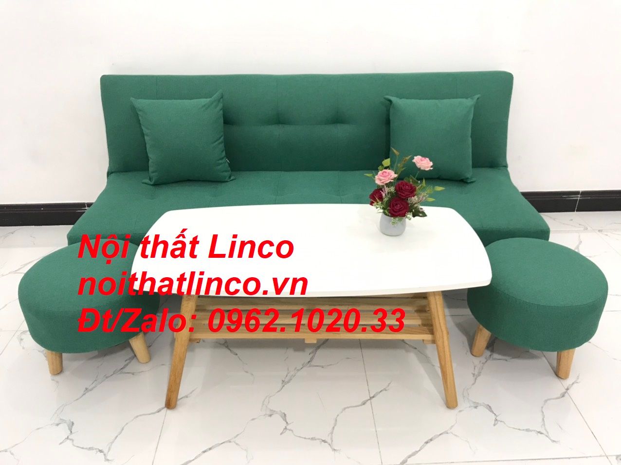  Bộ ghế sofa giường bed SFG phòng khách 1m72 nhỏ xanh ngọc 