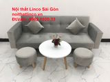  Bộ bàn ghế salon giá rẻ | sofa giường nằm nhỏ gọn xám nhung 