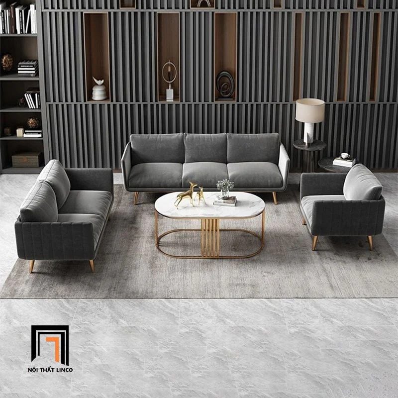  Ghế sofa văng vải nhung hiện đại BT310 Genlis dài 2m 3 nệm ngồi 