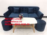  Bộ ghế sofa băng vải nhung BTC dài 1m9 xanh dương đen đậm 