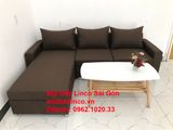  Bộ ghế sofa góc giá rẻ 2m2 x 1m6 màu nâu đậm nhỏ 