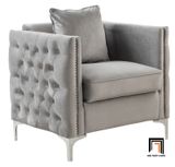  Bộ ghế sofa giật nút sang trọng KHQ122 Essex vải nhung xám trắng 