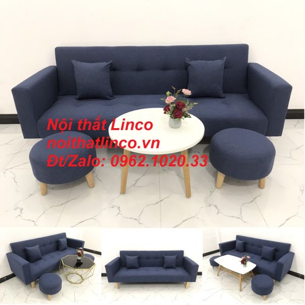 bộ ghế sofa giường dài 2m xanh đậm