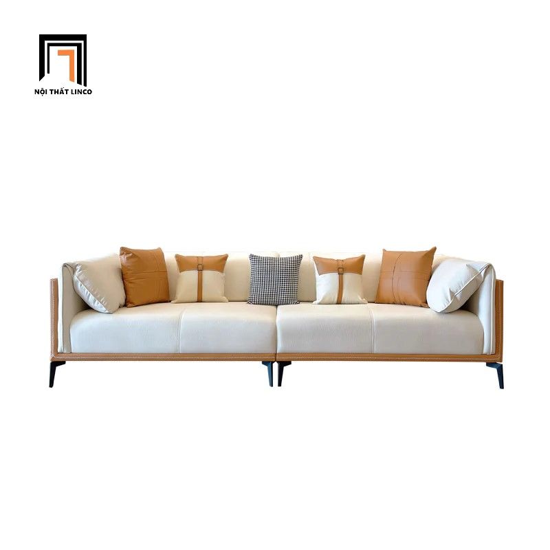  Ghế sofa băng dài 2m4 hiện đại BT301 Morelia phối màu da giả 