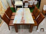  Bộ bàn ghế ăn màu nâu GF14-BAD6-G300-B354 mặt đá dày 1m6 