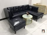  Ghế sofa góc L gia đình GT231 Ambelia 2m3 x 1m6 da giả đen 