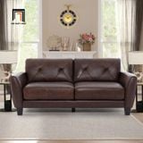  Set ghế sofa phòng khách nâu đậm KT142 Nayelys da Pu mềm 