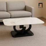  Bàn sofa mặt đá trắng đẹp BTPK37 Garry 1m khung chân sắt đen 