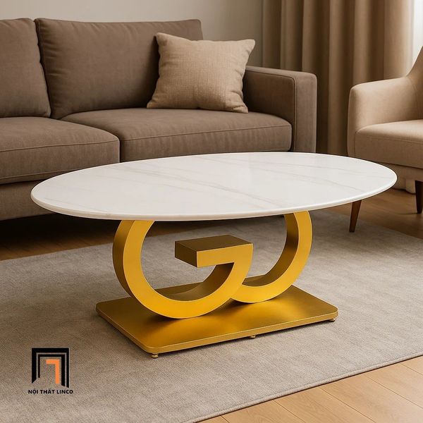 bàn sofa sang trọng đá oval 1m