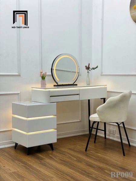 bàn phấn trang điểm hiện đại trắng kem