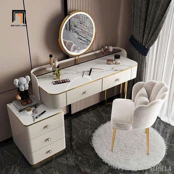 tủ phấn trang điểm mặt đá trắng 1m