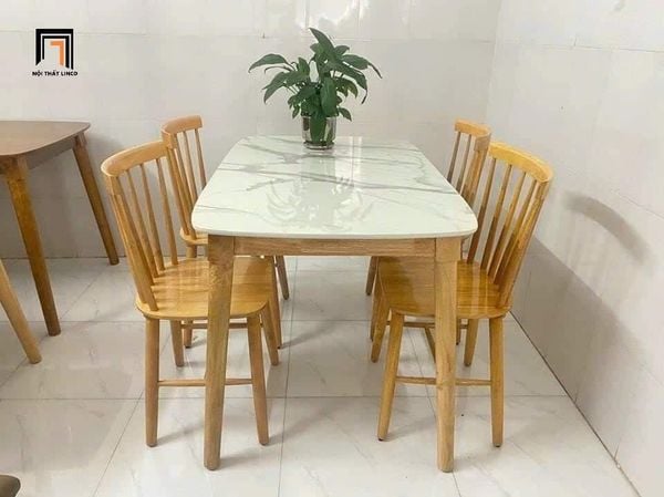 bộ bàn ăn 4 ghế gỗ cao su tự nhiên
