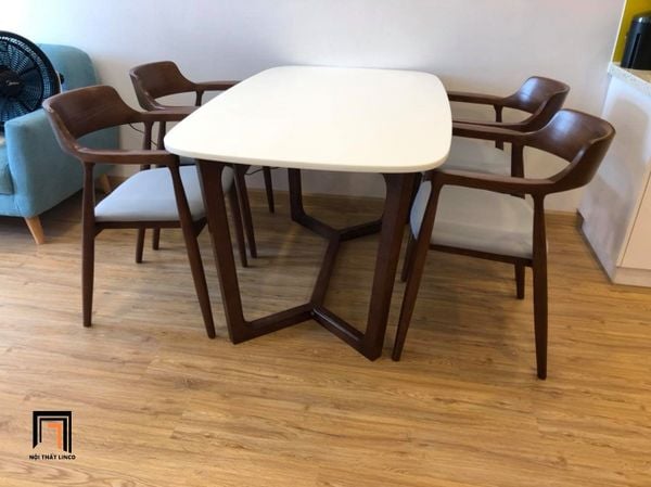  Bộ bàn ăn mặt gỗ sơn trắng 20-KH4-G32-B92 4 chỗ ngồi 