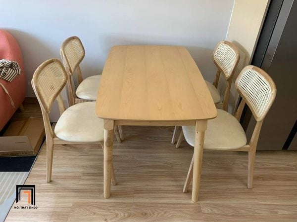  Bộ bàn ăn 4 ghế ngồi 39-KH4-G40-B108 gỗ tự nhiên nhỏ xinh 
