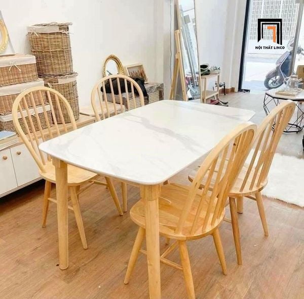 set bàn ghế ăn cong xinh xắn 4 chỗ