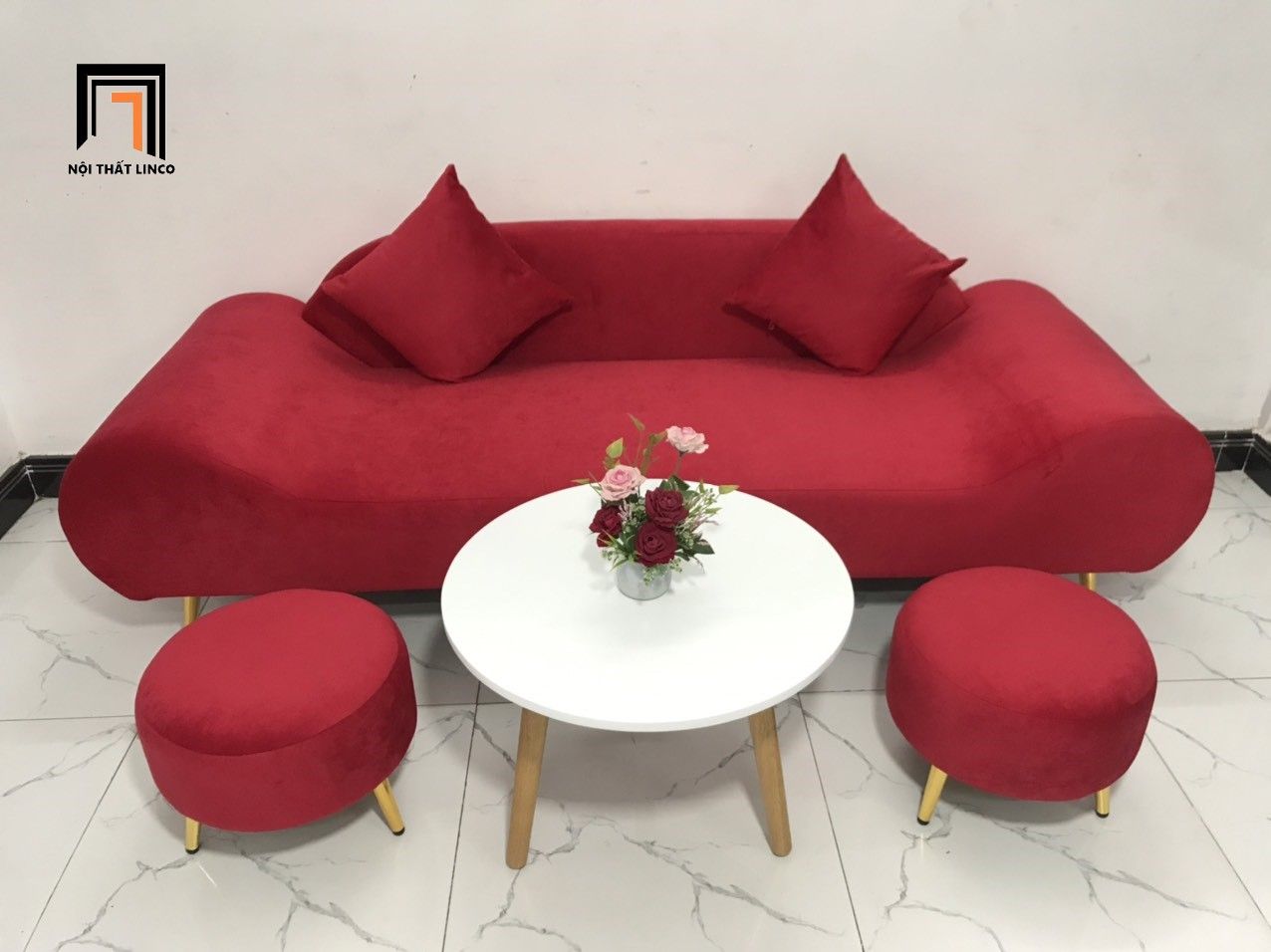  Bộ ghế sofa salon văng băng thuyền SFT dài 2m đỏ đô đẹp giá rẻ 