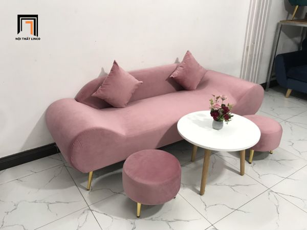 bộ ghế sofa văng thuyền màu hồng
