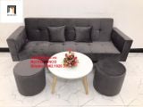  Bộ ghế sofa băng giường nằm dài 2m xám lông chuột vải nhung 