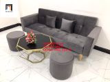  Bộ ghế sofa băng giường nằm dài 2m xám lông chuột vải nhung 