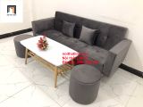  Bộ ghế sofa băng giường nằm dài 2m xám lông chuột vải nhung 