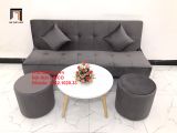  Bộ ghế sofa bed bật giường nằm SFG 1m7 màu xám đen vải nhung 