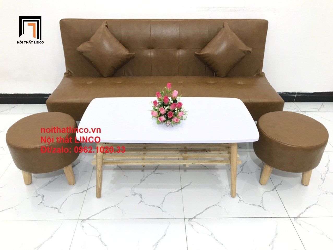  Bộ ghế sofa giường đa năng SFG dài 1m7 simili giả da màu da bò 