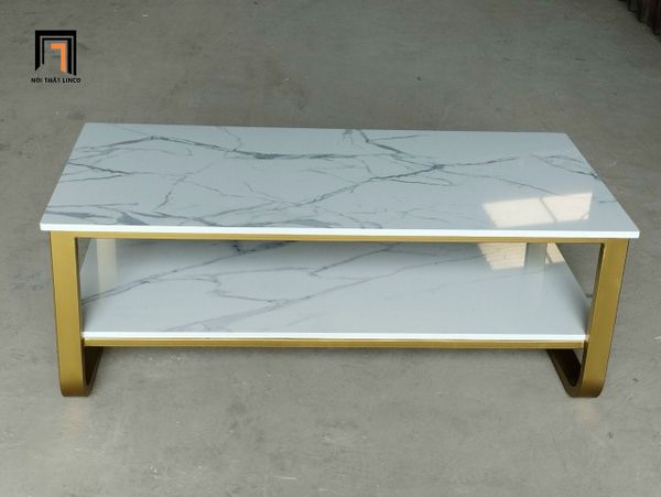  Bàn trà gia đình mặt đá 2 tầng BTPK32 Stoveen 1m khung sắt 