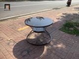  Bàn sofa mặt kính tròn đen 60cm BTPK2 Jawli cho nhà nhỏ 