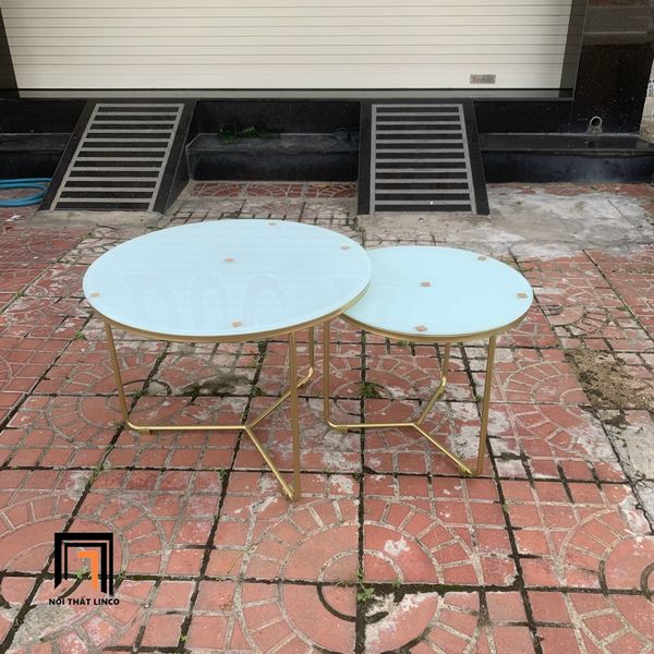 cặp 2 bàn tròn kính cường lực
