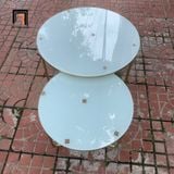  Cặp 2 bàn tròn kính cường lực BTPK6 Badil khung chân sắt vàng 