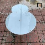  Cặp 2 bàn tròn kính cường lực BTPK6 Badil khung chân sắt vàng 